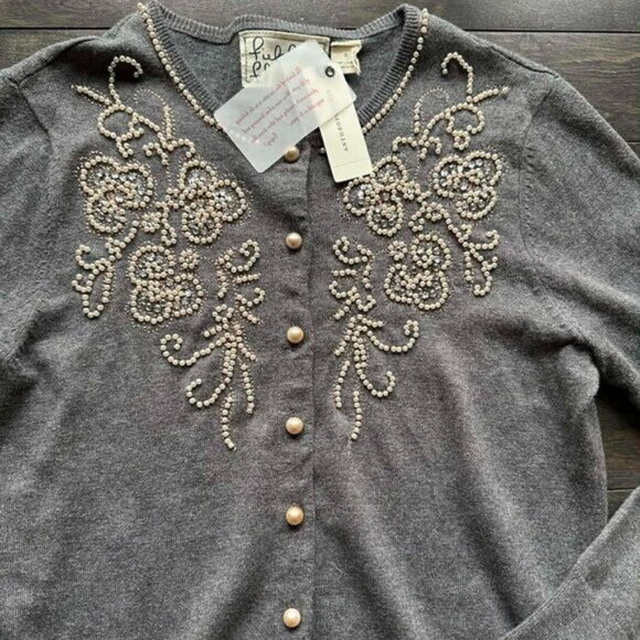 Anthropologie Fielel Flowserve Embellished Cardigan - new with tags - Picture 2 of 3